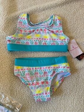 Girls Tommy Bahama Two-Piece Seashell & Starfish Bikini - Teal new! Size 4